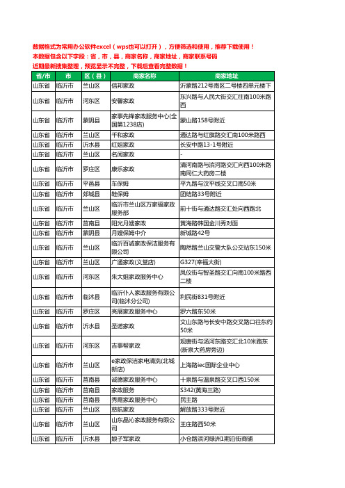 2020新版山东省临沂市家政服务工商企业公司商家名录名单联系电话号码地址大全274家