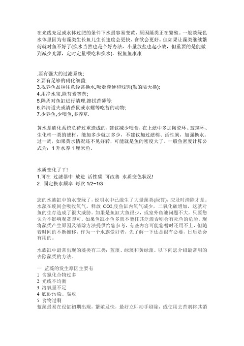 鱼缸水变绿原因和解决办法