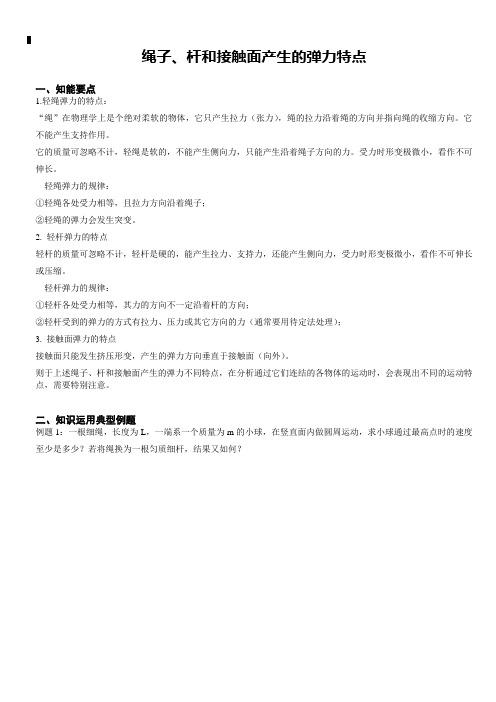 绳、杆、接触面弹力特点