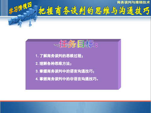 学习情境四 把握商务谈判思维与沟通技巧PPT课件
