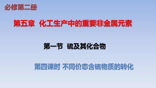 【课件】不同价态含硫物质的转化课件2022-2023学年高一下学期化学人教版(2019)必修第二册