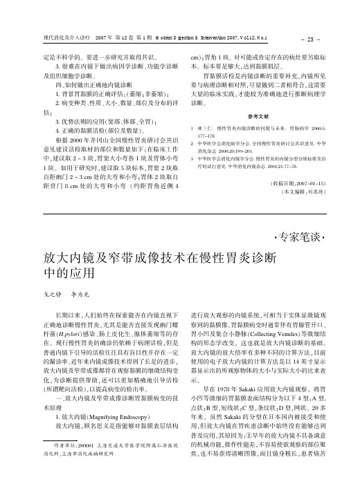 放大内镜及窄带成像技术在慢性胃炎诊断中的应用