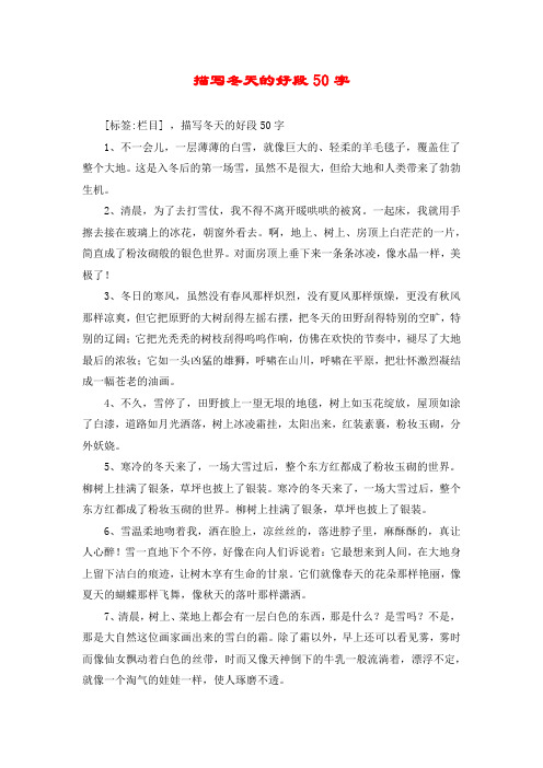 描写冬天的好段50字