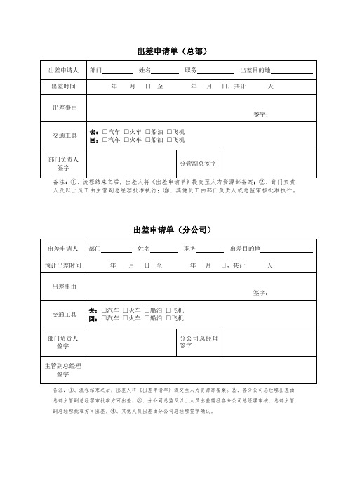 出差申请表