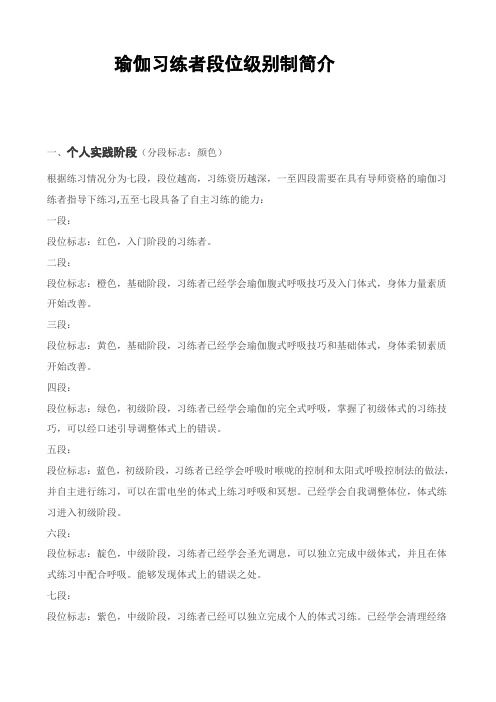 瑜伽习练者段位级别制简介