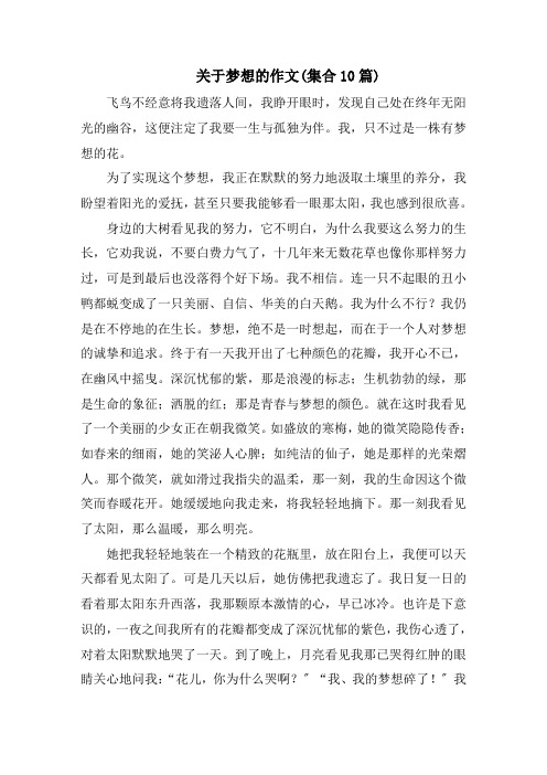 关于梦想的作文(集合10篇)范文精选