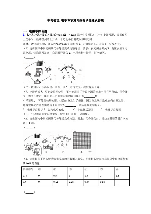 中考物理 电学专项复习综合训练题及答案