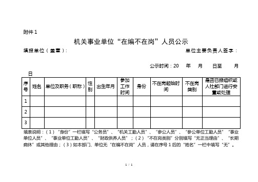 机关事业单位“在编不在岗”人员公示