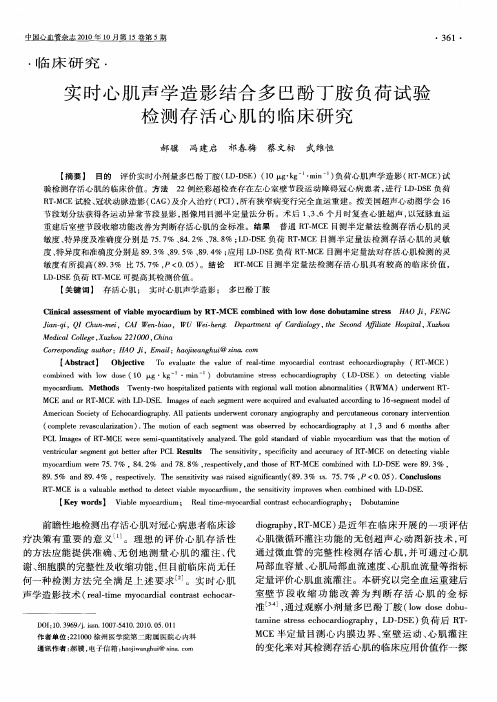 实时心肌声学造影结合多巴酚丁胺负荷试验检测存活心肌的临床研究