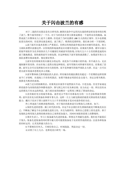 关于闪击波兰的感想