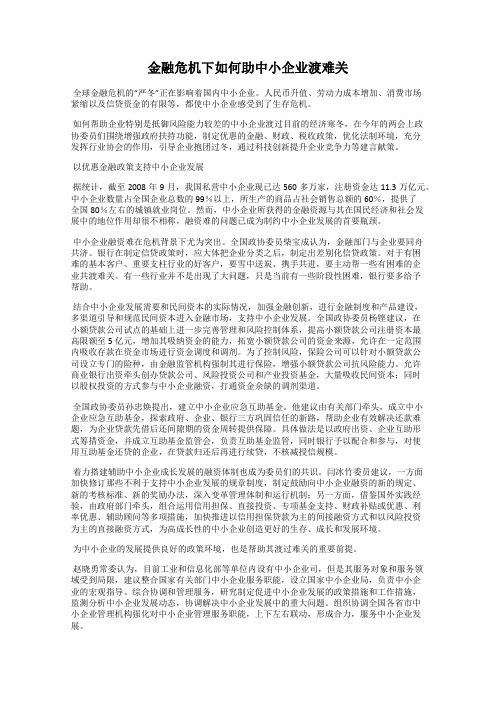 金融危机下如何助中小企业渡难关