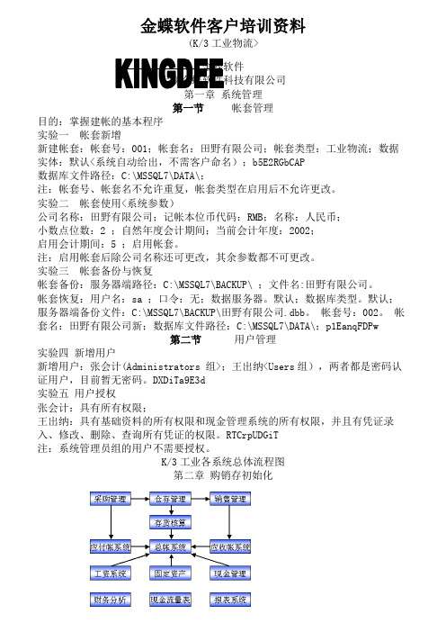 金蝶软件客户培训资料(k工业物流)