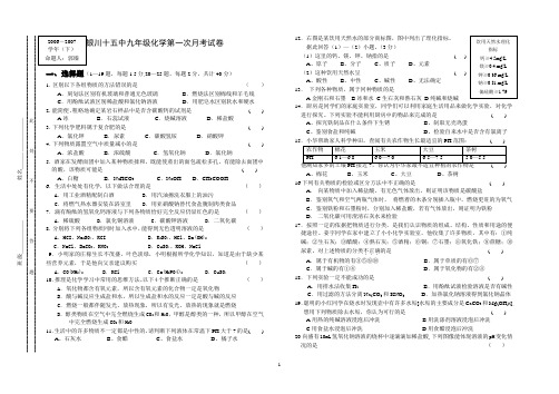 银川十五中九年级化学第一次月考试卷