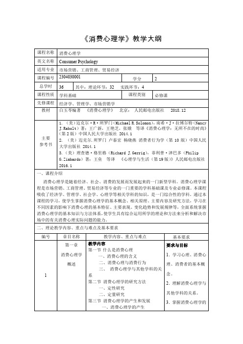 49496-消费心理学-白玉苓-教学大纲(仅限认证老师下载)