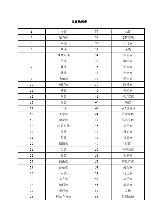 民族、政治面貌代码