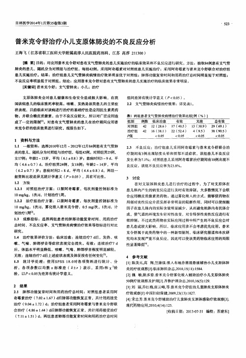 普米克令舒治疗小儿支原体肺炎的不良反应分析