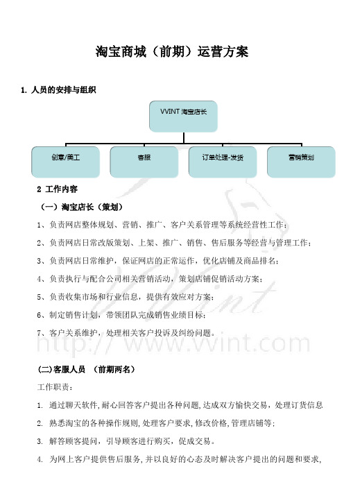 淘宝商城(前期)运营方案