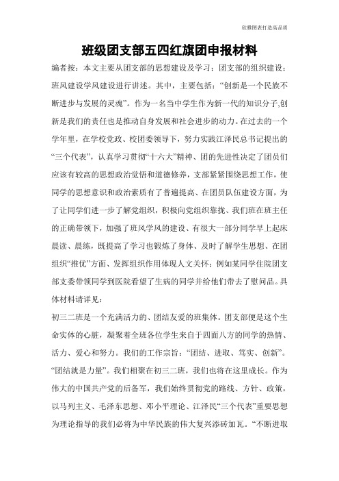 【公文范文】班级团支部五四红旗团申报材料