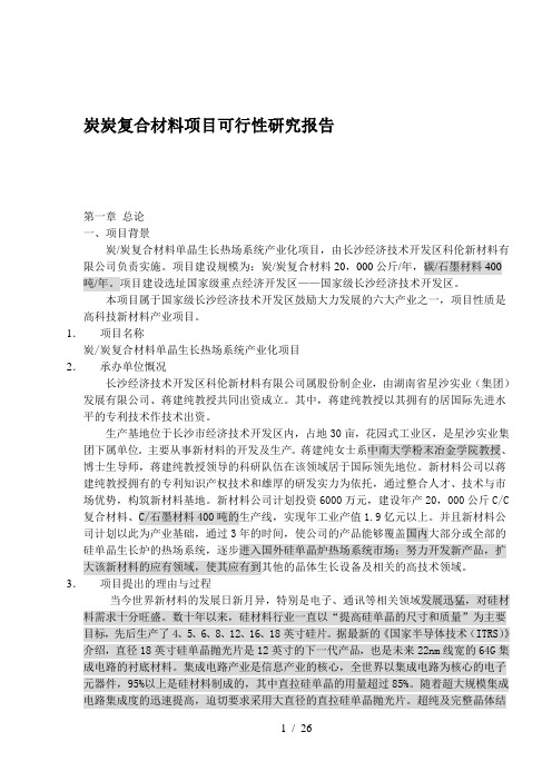炭复合材料项目可行性研究报告(doc 26页)