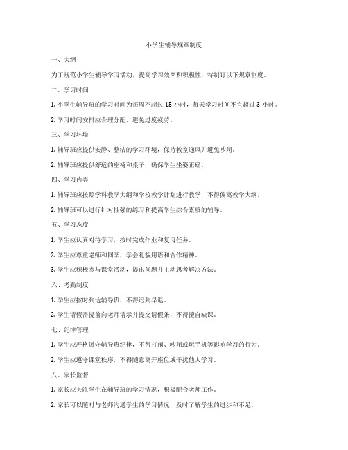 小学生辅导规章制度
