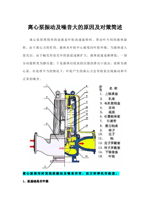 离心泵振动及噪音大的原因及对策简述