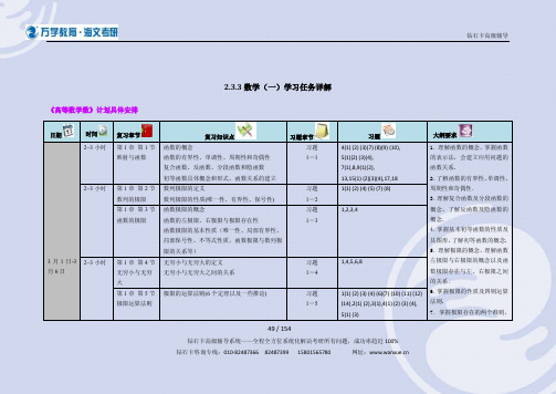 考研数学1详细复习计划