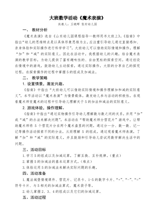 大班数学 《魔术表演》