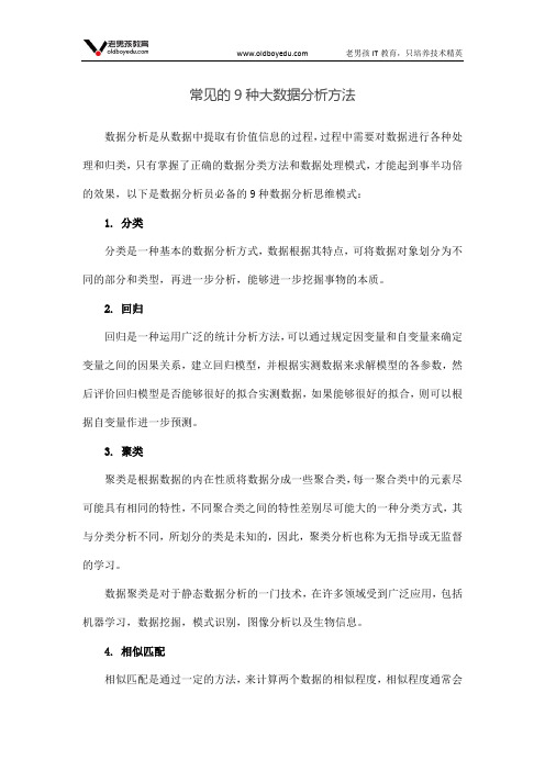 常见的9种大数据分析方法