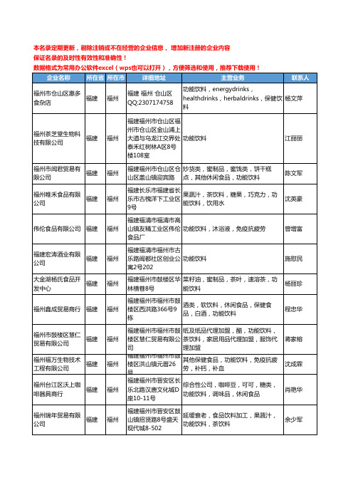 2020新版福建省福州功能饮料工商企业公司名录名单黄页大全16家