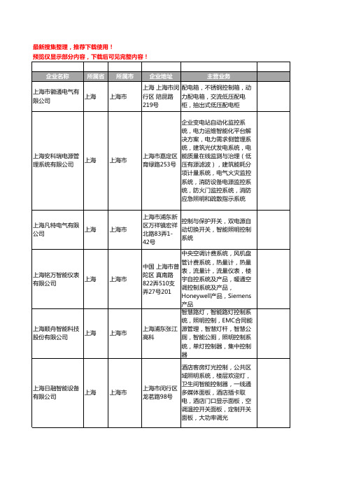 新版上海市智能照明控制系统工商企业公司商家名录名单联系方式大全52家