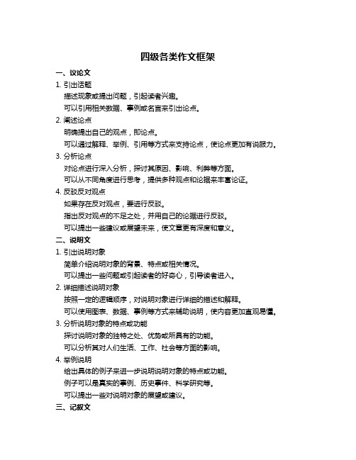 四级各类作文框架