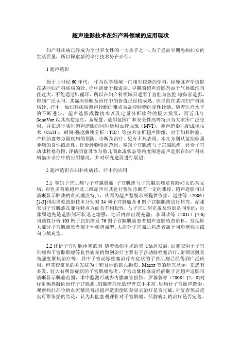 超声造影技术在妇产科领域的应用现状