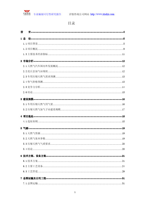 城市天然气工程项目-CNG加气站项目可行性研究报告