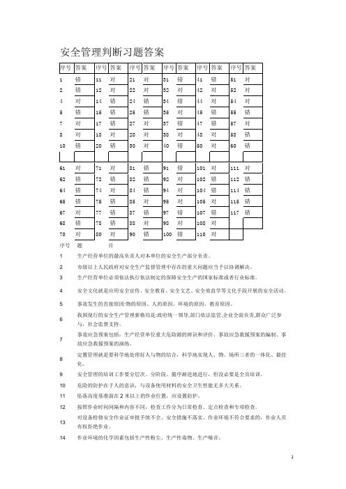 安全管理判断习题答案
