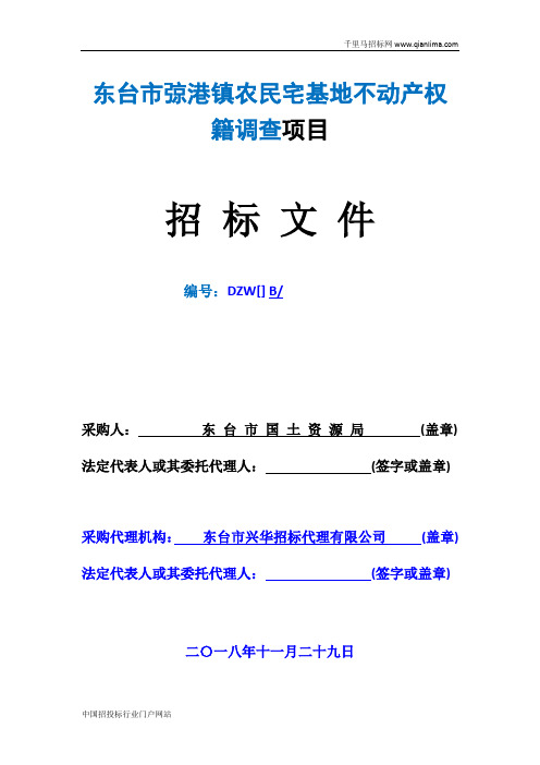 农民宅基地不动产权籍调查项目招投标书范本