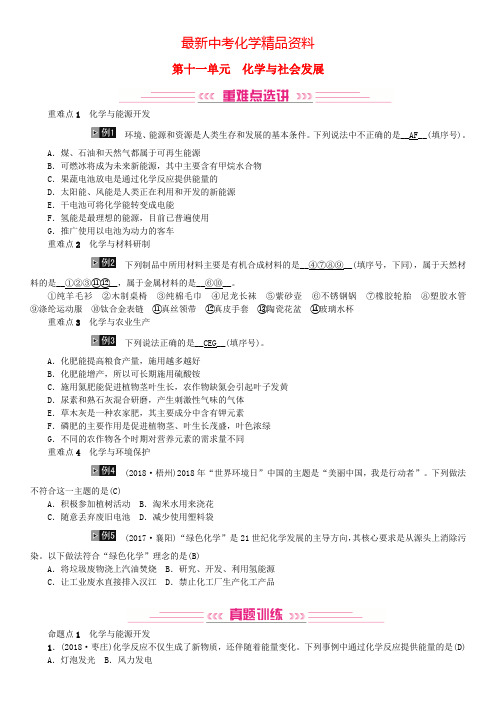 最新中考化学总复习第十一单元化学与社会发展练习鲁教版