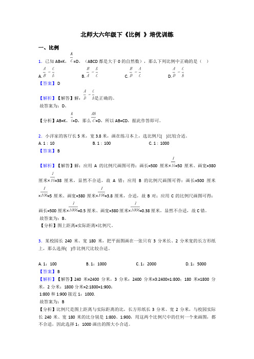北师大六年级下《比例 》培优训练
