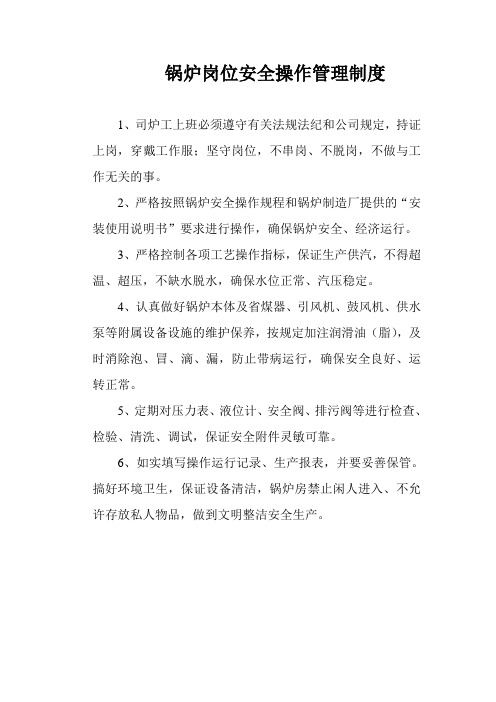 锅炉岗位安全操作管理制1(1)