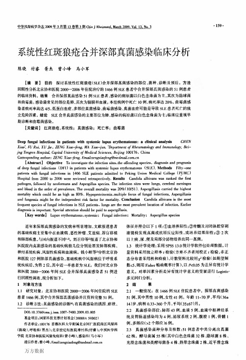 系统性红斑狼疮合并深部真菌感染临床分析