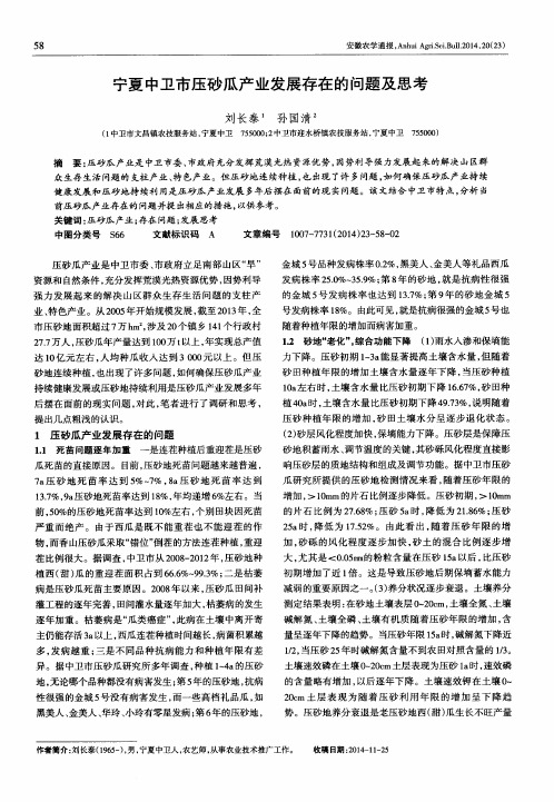 宁夏中卫市压砂瓜产业发展存在的问题及思考