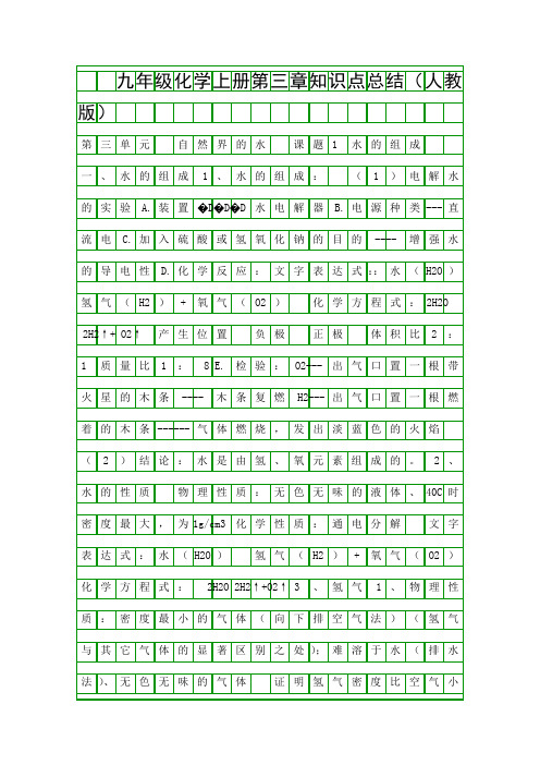 九年级化学上册第三章知识点总结(人教版)