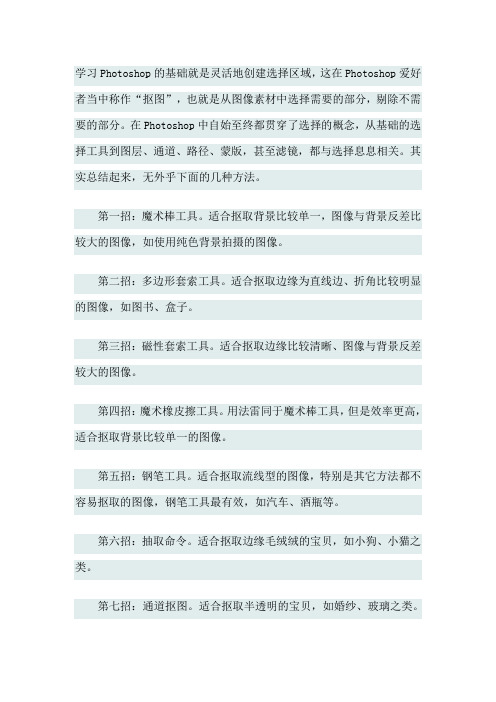 PS抠图就这么几招