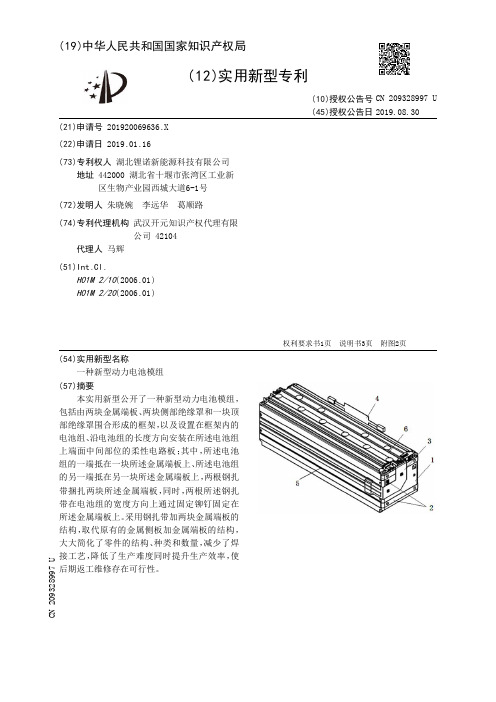 【CN209328997U】一种新型动力电池模组【专利】
