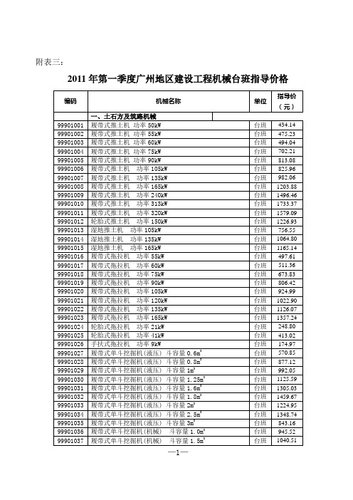 %A6广州地区建设工程机械台班指导价格