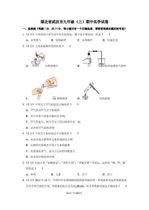 湖北省武汉市九年级(上)期中化学试卷