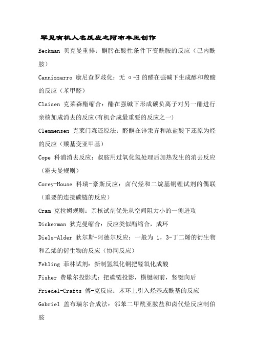 常见有机人名反应