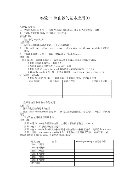 实验一 路由器的基本应用