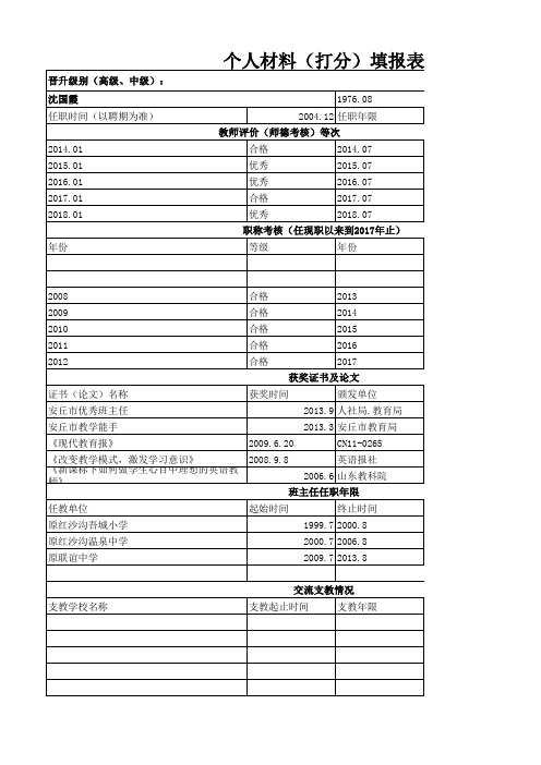职称晋升个人打分表(新)