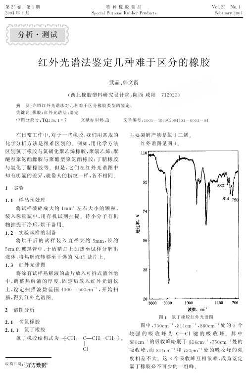 红外光谱法鉴定几种难于区分的橡胶