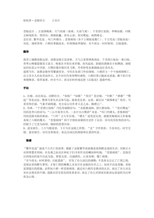 王安石《桂枝香金陵怀古》知识点整理